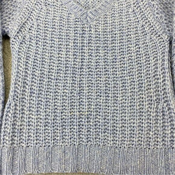Moth Mohair Wool Blend Pull Over Cable Knit Bell Sleeve V-Neck Sweater  Size: XS - Picture 12 of 14